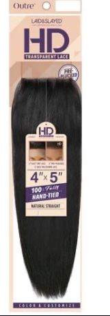 OUTRE HD TRANSPARENT LACE PRE-PLUCKED CLOSURE 4 X 5 NATURAL STRAIGHT 12